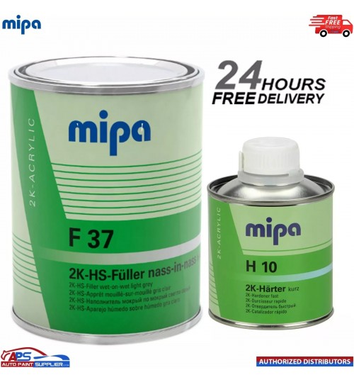 MIPA 2K HS Wet-on-Wet Filler Primer F37 Light Grey With H10 Hardener 1.25L Kit